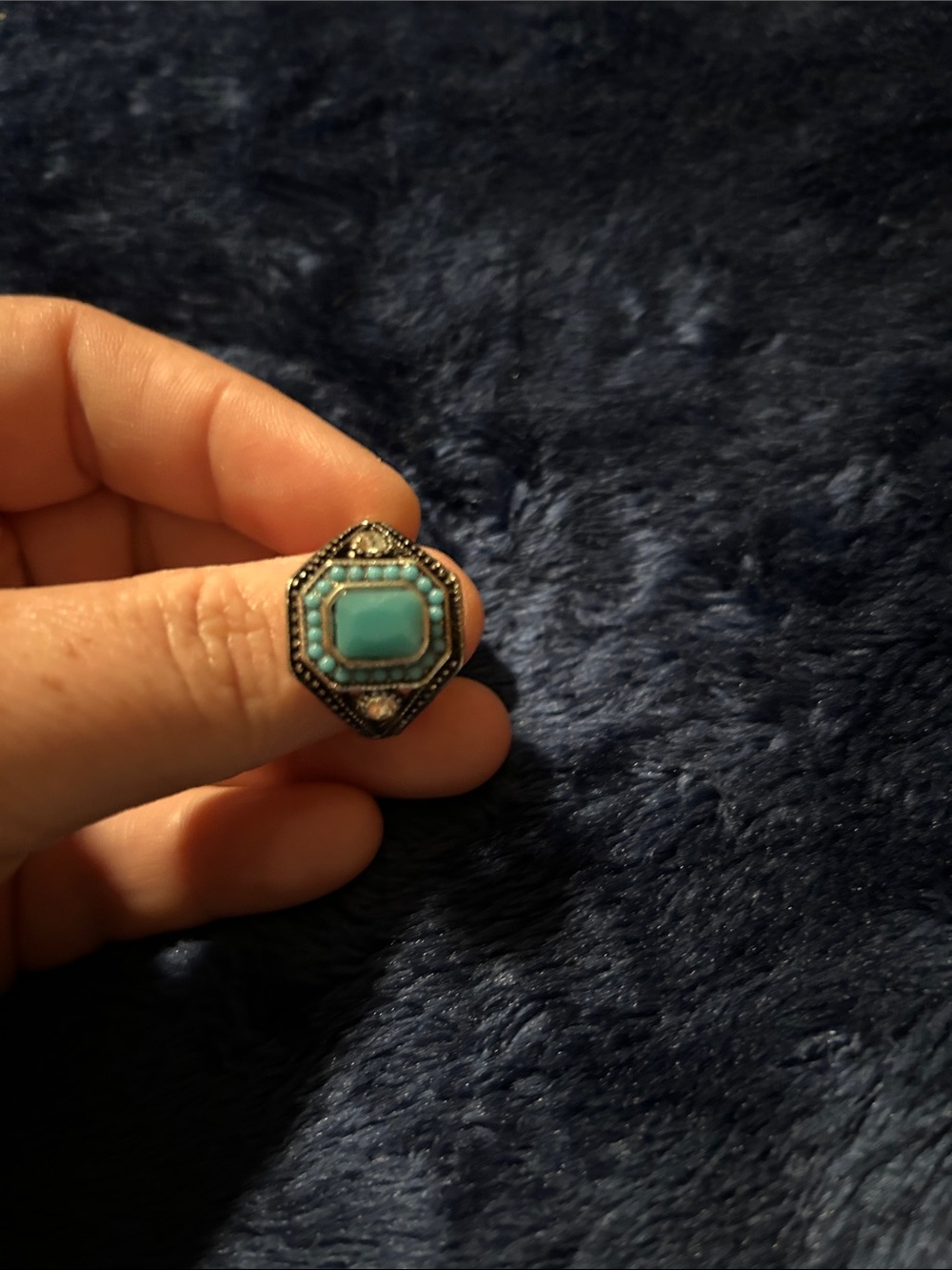 Vintage-Inspired Turquoise Octagon Ring - Women's Fashion Ring